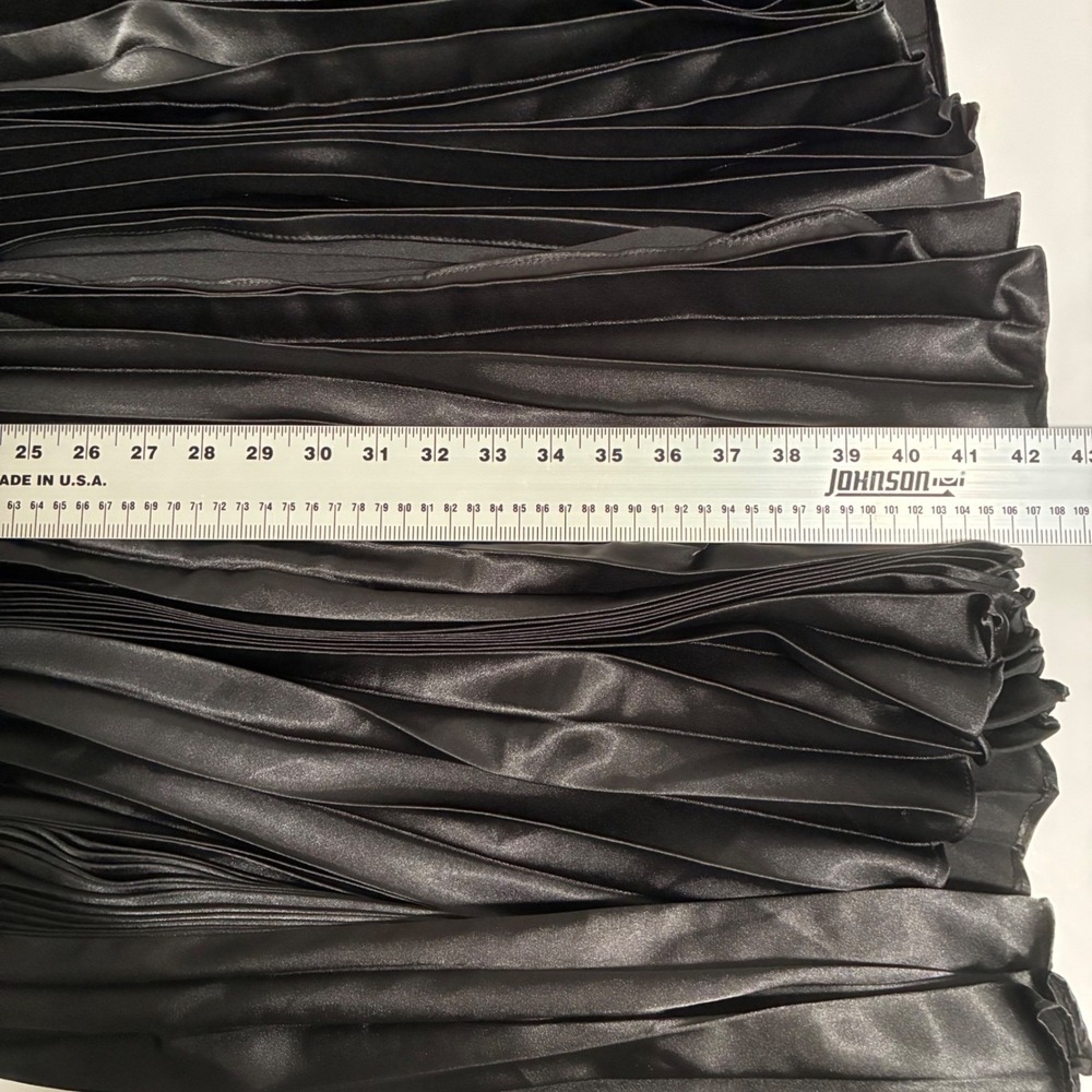 Black Satin Corset Gown Pleated Skirt Spaghetti Strap Lace Up Back Formal prom - Picture 9 of 9